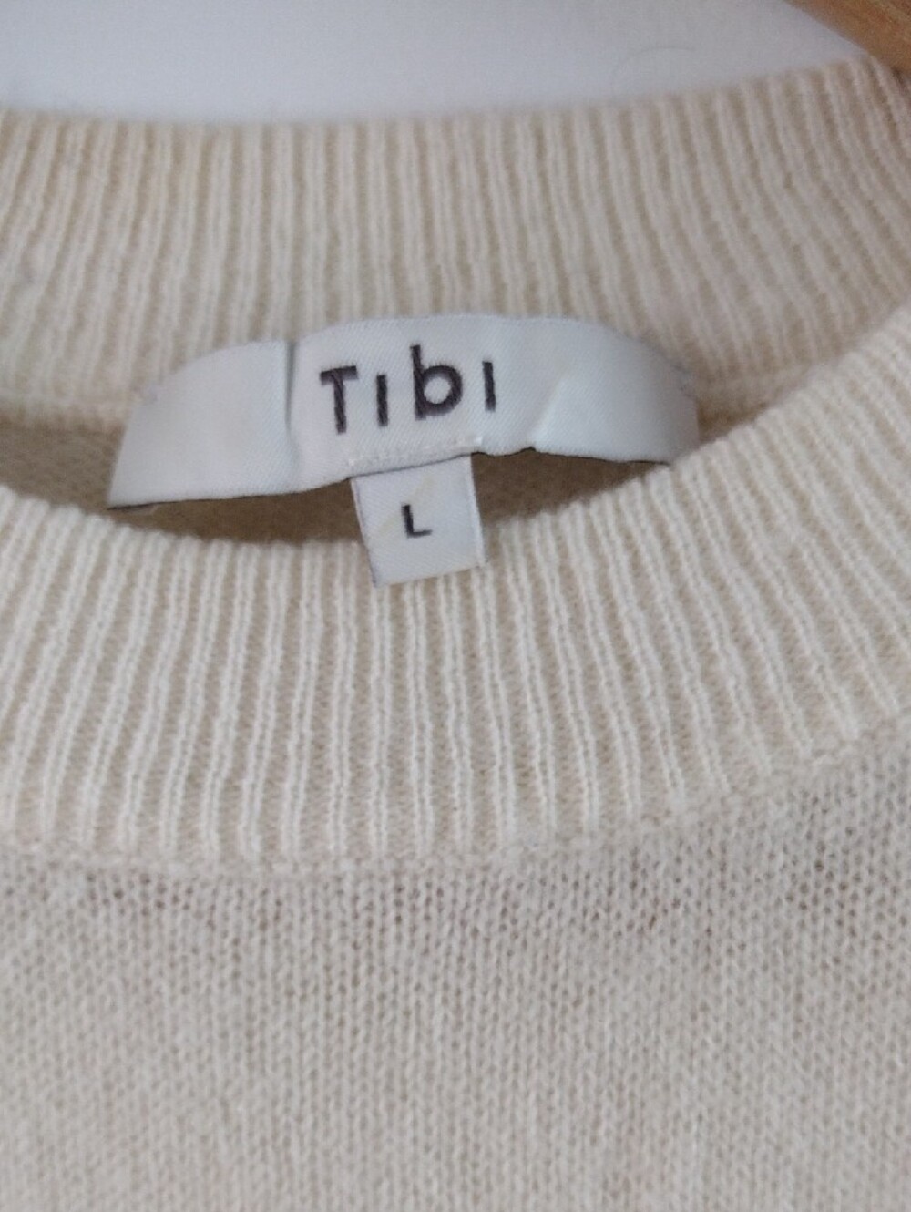 Tibi Cashmere Cutout Sleeve Tunic Pullover Sweater, Cream, Size L. GUC. - Picture 6 of 8